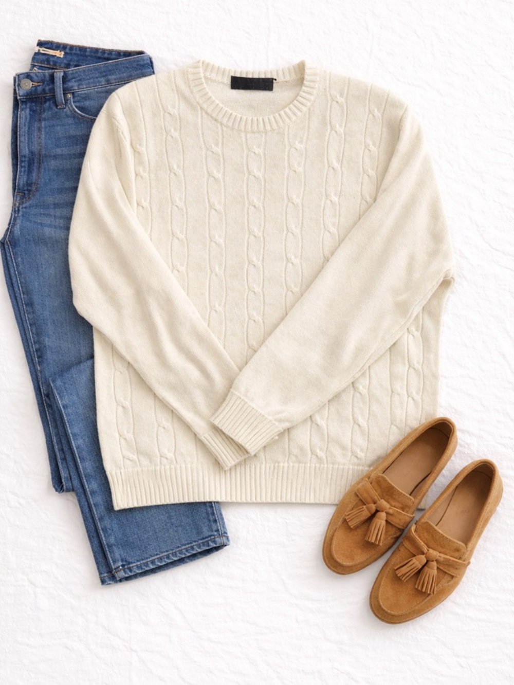 Oscar de la Renta Ivory Cable Knit Pullover